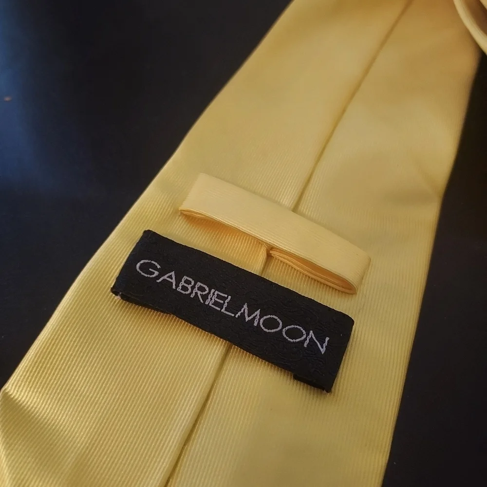 Gabriel Moon Bright Yellow Tie 100% Microfiber Woven Tie Handmade